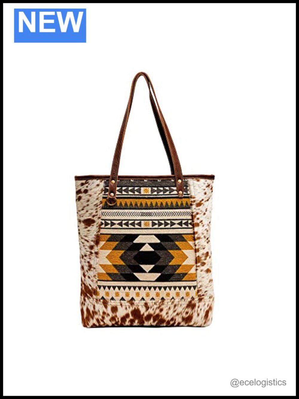 Western Leather Tote Bag for Women - Handcrafted Canvas Shoulder Bag